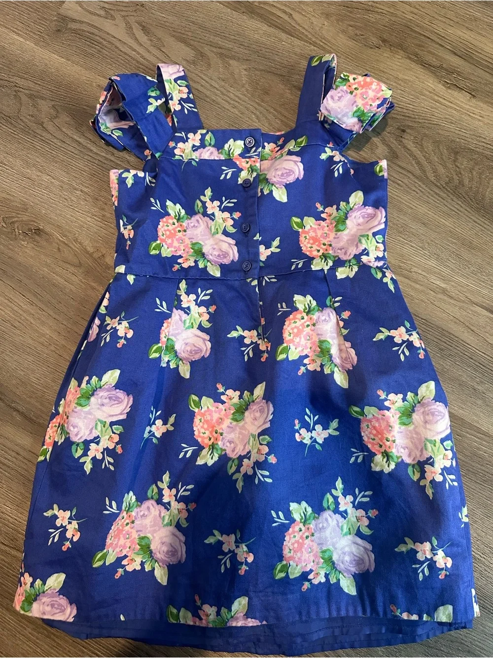 Janie and Jack Royal Blue Floral Off the Shoulder Summer Dress size 6